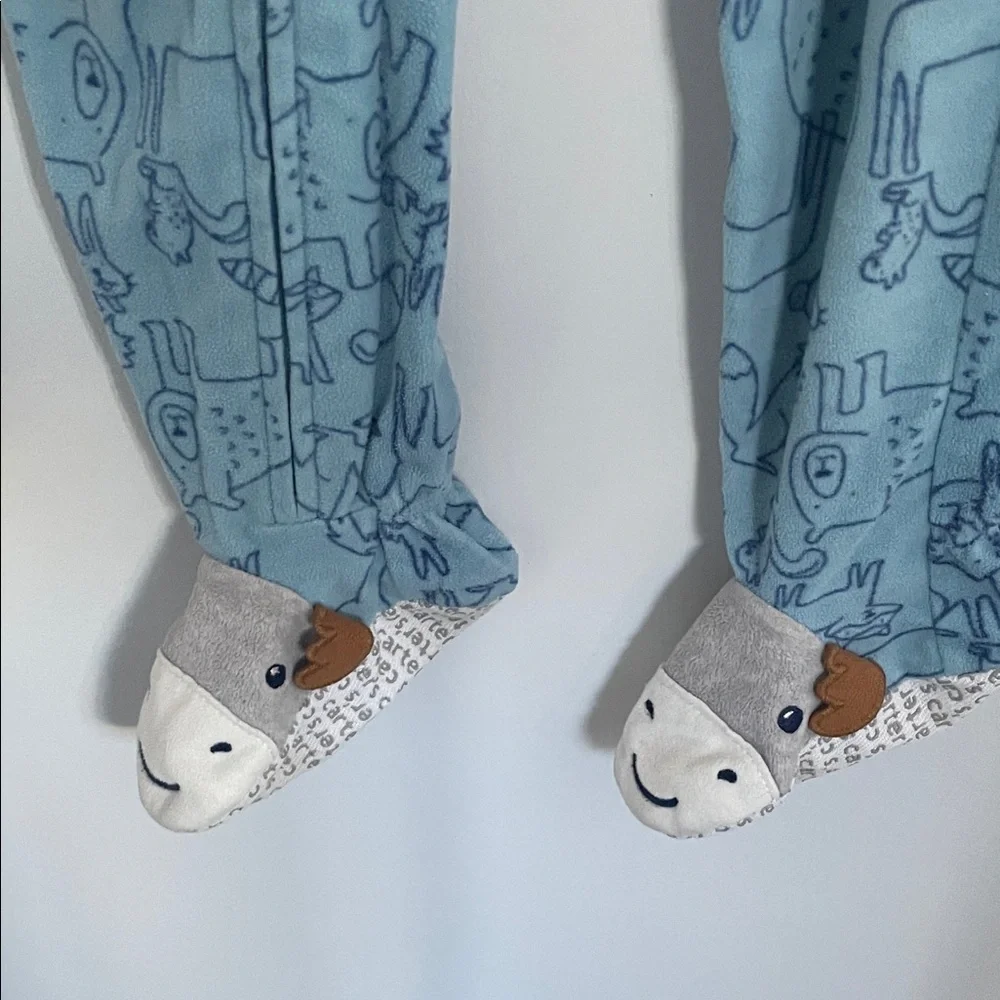 Carter's Navy and White Striped Footie with Bulldog
